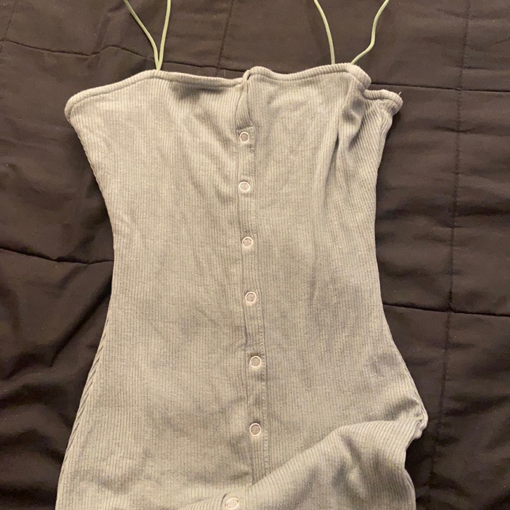 Windsor Olive Green Button Mini Dress - Picture 2 of 5